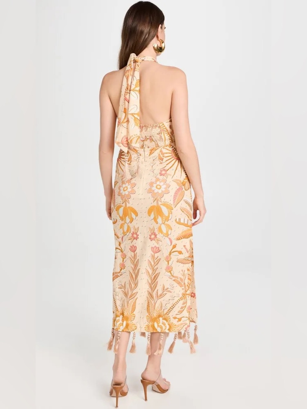 Farm RIO Jungle Chic Cream Halter Cutout Midi Dress - Picture 2 of 10